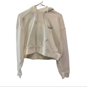 White Cropped Adidas Hoodie